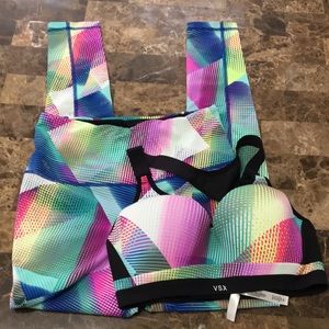 Pink Victoria’s Secret Sports Set Leggings Ssz and Bra 36Bsz barely worn